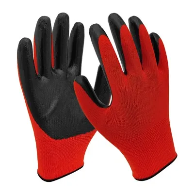 13 gants noirs en fil rouge nitrile à aiguille
