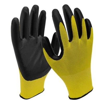 Gants de sécurité en nitrile noir 13g en tricot jaune